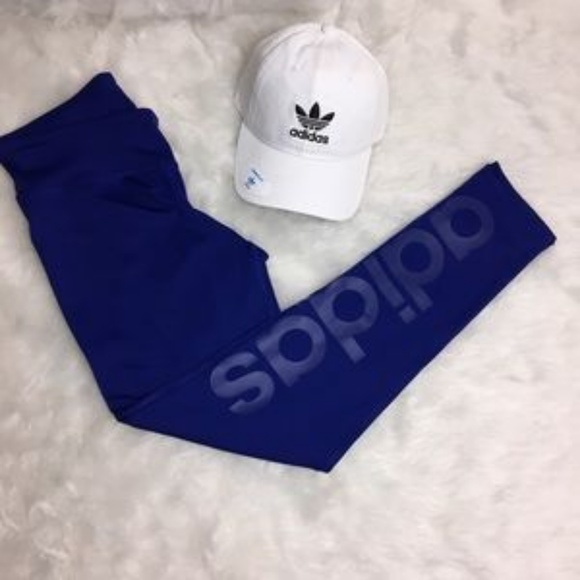 Adidas Mid Rise Royal Blue Logo Climalite Legging - Picture 5 of 7